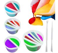 4 Pack Split Cups for Paint Pouring + 2 Pcs Stir Stick, Silicone Paint Pour Cup Resin with 2-5 Channels Dividers Pouring Painting Tools for DIY Making Accessories Fluid Art Drawing (2/3/4/5 Channels)