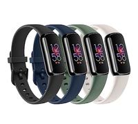 4 PACK Sport Bands Compatible with Fitbit Luxe Bands for Women Men, Soft Silicone Replacement Sport Straps Wristbands for Fitbit Luxe Fitness and Wellness Tracker (Black/Starlight/Abyss Blue/Avocado
