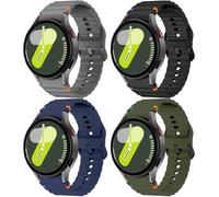 4 Pack Sport Bands for Samsung Galaxy Watch 7 6 5 4 FE 40mm 44mm for Men Women No Gap Soft Silicone Strap for 47mm 43mm/Classic 46mm 42mm/5 Pro 45mm, 4_02 Pack