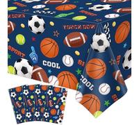 4 Pack Sports Party Decorations Sport Tablecloth Sport Theme Birthday Table Cloth Soccer Basketball Football Baseball Table Covers for Boys All Star Sports Themed Party Supplies 51 x 86 IN