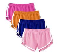 4 Pack Sports Shorts for Women UK Girls School Cotton Running Cycling PE Shorts Summer Athletic Lounge Sweat Short Pants Gym Workout Activewear Tracksuit Bottoms
