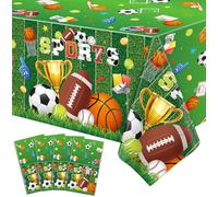 4 Pack Sports Tablecloth Sport Theme Birthday Party Table Cloth Sport Party Decorations Soccer Basketball Football Baseball Table Covers for Boys All Star Sports Themed Party Supplies 51 x 86 IN