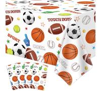 4 Pack Sports Tablecloth Sports Party Decorations Sports Theme Birthday Party Table Cloth Soccer Basketball Football Baseball Table Covers for Boys All Star Sports Themed Party Supplies 51 x 86 in