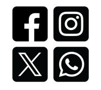 4 Pack Square Black/White - Social Media Premium Quality Laminated 8cm Or 12cm Instagram Facebook X Whatsapp Self Adhesive Stickers - Business Work Van Shop Sign Retail (12cm)