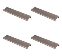 4 Pack - Square Edge Finger Pull Handle - Antique Brass 200mm - Slim Cupboard Drawer