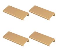4 Pack - Square Edge Finger Pull Handle - Satin Brass 100mm - Slim Cupboard Drawer