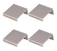4 Pack - Square Edge Finger Pull Handle - Satin Nickel 40mm - Slim Cupboard Drawer