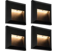 4 PACK Square IP65 Guide Light - Indirect 1.1W Warm White LED - Black ABS