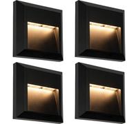 4 Pack Square Ip65 Guide Light - Indirect 1.1W Warm White Led - Black Abs