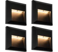 4 PACK Square IP65 Guide Light - Indirect 1.1W Warm White LED - Black ABS Loops Black One Size