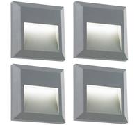 4 PACK Square IP65 Guide Light - Indirect 1.1W Warm White LED - Gray ABS