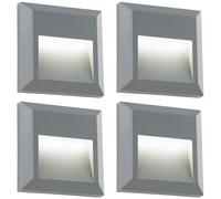 4 PACK Square IP65 Guide Light - Indirect 1.1W Warm White LED - Gray ABS