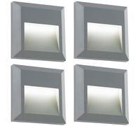 4 PACK Square IP65 Guide Light - Indirect 1.1W Warm White LED - Gray ABS Loops White One Size