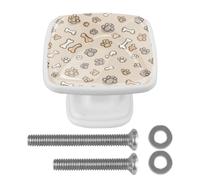 4 Pack Square Kitchen Cabinet Knobs, Antique Claw Prints and Bones Drawer Pulls Handles for Cupboard Wardrobe Dresser Closet Kitchen Decor, White