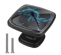 4 Pack Square Knobs, Dragon Kitchen Cabinet Knobs and Pulls Black Drawer Handles for Cupboard Closet Bathroom Decor