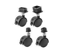 4 Pack Square Rectangle Caster Wheels with Brake Universal Furniture Casters Plastic Small (25x25mm) for Easy Movement and Mobility