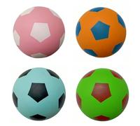 4 Pack Squeaky Balls for Dogs, 2.4 Inch Eco-Friendly Rubber Dog Squeaky Toy, Colorful Football Pattern Squeaky Toys for Dogs (Orange, Green, Pink, Light Blue)