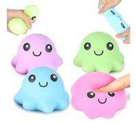 4 Pack Squishy Stress Balls for Kids, Octopus Soft Fidget Water Beads, Stress Anxiety Relief Squeeze Balls Fidget Toy for Adults, ADHD, OCD, Sensory Toy for Autism, 4 Colors