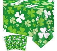 4 Pack St Patrick Day Tablecloth Luck Irish Clover Table Cover Green Shamrock Table Cloth Disposable Rectangle Tablecloth Saint Patrick Day Decorations for St Patrick's Day Party Supplies 51 x 86in