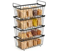4 Pack Stackable Freezer Organizer, Wire Storage Bins, Multi-Functional Storage Basket, 14.6 in Long Iron Organizer Rack, Stackable Baskets Save Vertical Space for Kitchen, Pantry, Bathroom, Closet