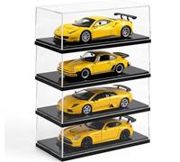 4-Pack Stackable Model Car Display Case for 1:87 Scale Cars, Dustproof Acrylic Display Box for Collectibles, Figures and Memorabilia, 10.5 x 4.8 x 4.4 cm