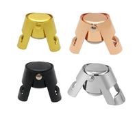 4-Pack Stainless Steel Champagne or Sparkling Wine Stoppers - Vacuum Sealed, Rust-Resistant, Easy Clean, Airtight Seal - Silver, Gold, Rose, Black