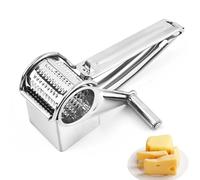 4 Pack Stainless Steel Cheese Grater, Kitchen Rotary Handheld Cheese Grater with 4 Roller Blades, Craft Metal Interchangeable Cheese Shredder for Grinding Cheese Chocolate Nuts (White)