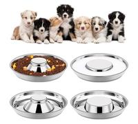 4 Pack Stainless Steel Dog Bowls - 11.8" Metal Food and Water Bowl Set for Small Dogs and Cats, Puppy Feeders for Multiple Puppies, Whelping Supplies
