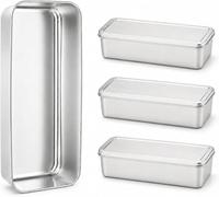 4 Pack Stainless Steel Loaf Tin with Lids, Cake Tins & Banana Bread Moulds | Large baking tins for sandwich bread, sponge cake, fruit cake, meat loaf, lasagne and everyday oven baking.