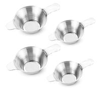 4 Pack Stainless Steel Tea Strainer Fine Mesh Tea Infuser Tea Leaf Funnel Filter with Double Handles for Loose Leaf Coffee Flour Sugar Spices Herbs(Large+Small)