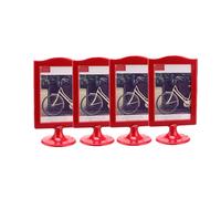 4 Pack Standing Photo Frames,Picture Frame Set,Vertical Mount Sign Holders 4x6, Double Sided Tabletop Display,Each Frame Holds 2 Pictures,School,Wedding Party Table Numbers Holder(Red)