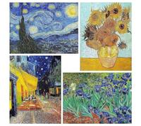 4 Pack Starry Night of Van Gogh Stamped Cross Stitch Kits - Counted Cross Stitch Kits for Beginners Adults,11 CT Patterns Dimensions Embroidery Kits Arts Craft Kits 12x16inch