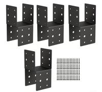 4-Pack Steel Post for 4x4 Wooden Posts with Weather Resistant Finish for Use in Outdoor Decks, Fences, Gazebos Providing Support