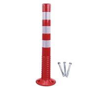 4 Pack Steel Traffic Barrier Posts, Safety Cone Delineators for Parking Lots, Driveways & Streets - Red & White Security Posts for Enhanced Visibility & Protect