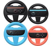 4 Pack Steering Wheels Compatible with Nintendo Switch 2 (2025) Joypads, Racing Wheel Controller for Mario Kart World & 8 Deluxe, Ergonomic Design Grip for Joycon 2 Accessories (Black,Orange and Blue)
