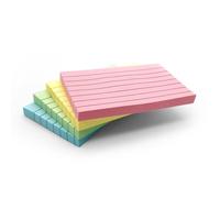 4 Pack Sticky Notes | Pastel or Bright Colours - Choose from Shapes: Square, Rectangle, Heart, Speech Bubble | Set of 4 Pads (100 Sheets Each - 400 Sheets in Total) (Lined Rectangle, Pastel)