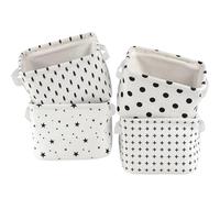 4 Pack Storage Baskets, Collapsible Mini Storage Boxes, Canvas Square Baskets Fabric Storage Bins, Waterproof Cotton and Linen for Desk Storage and Household Organizer Toys Bathroom Closets Playroom