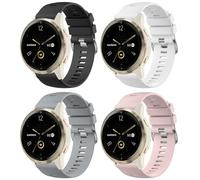 [4 PACK] Straps for Garmin Venu 2S/Venu 3S/Forerunner 265S/255S/255S Music/Vivoactive 4S/Vivomove 3S, 18mm Soft Silicone Watch Band for TicWatch C2/Fossil Q Venture Gen 4/Gen 3/Timex 4-PACK 01