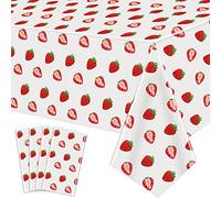 4 Pack Strawberry Party Tablecloth Strawberry Table Cloth Sweet One Birthday Table Cover Berry First Birthday Tablecloth Plastic Strawberry Theme Party Decor Summer Fruit Party Supplies 86 x 51 Inch