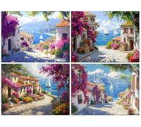 4 Pack Street View Diamond Painting Kits for Adults, 5D DIY Diamond Art Kits for Kids Beginner, Round Full Drill Painting with Diamonds Gem Art Pictures by Numbers for Home Wall Decor 28x36 Inch q-495