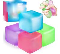 4 Pack Stress Cube, Slow Rising Ice Cube Stress Balls for Adults Kids, Sensory Fidget Toy for Anxiety Relief, Square Shape Squishy Balls for Classroom Prizes, Nice Cube Squishy for Party Favors