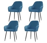 4-Pack Stretch Velvet Curved Back Dining Chair Covers, Removable Slipcovers with Arms for Swivel Bar Stools, Stylish Home Decor - Blue