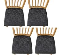 4 Pack Stretchable Waterproof PU Leather Dining Chair Covers, Elastic Slipcovers with Stylish Black Print - Perfect Seat Protectors for Dining Room, Fur-Resistant and Durable