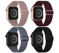 4 Pack Stretchy Nylon Compatible with Apple Watch Straps, Soft Breathable Elastic Sport Bands for iWatch Series 11 10 9 8 7 6 5 4 SE Ultra, 38/40/41/42/44/45/46/49mm Replacement Wristband Men Women