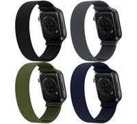 4 Pack Stretchy Solo Loop Nylon Bands Compatible with watch 38mm 40mm 41mm 42mm 44mm 45mm 46mm 49mm Women Men, Water-Resistant Elastics Sport Strap for iWatch Series 11/10/9/8/7/6/5/4/3/2/1 Ultra SE