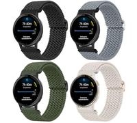 [4 PACK] Stretchy Straps for Garmin Forerunner 55/165 /Forerunner 245 /Vivoactive 6/5 /Vivoactive 3 for Women Men, Replacement Nylon Sport Strap for Garmin Venu Sq 2, 20mm Quick Release Wristband 05