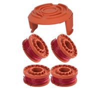 4 Pack Strimmer Spool + Cover Replacement for WORX 20V Grass Trimmer, WA0010 Compatible Auto-Feed Line Spools 0.065" (1.65mm) Fit WG151, WG163E, WG175 (4PCS Spools + 1 Cap)