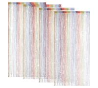 4 Pack String Door Curtains, 100 x 200cm String Curtain Panel Glitter String Doorways Divider Door Screens for Living Room Bedroom Party Decorations, Multicolour