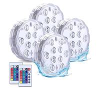 4 Pack Submersible LED Lights Waterproof Pool Lights Underwater with 2 Remote Control, 16 Color Options for Aquariums Baths Hot Tubs Swimming Pools and Party Decorations