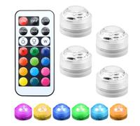 4 Pack Submersible LED Lights Waterproof Pool Lights with Remote Small Color Changing Underwater Tea Light Battery Operated for Aquarium Pond Fishtank Party Bar Valentine's Day Eve Wedding Decoration